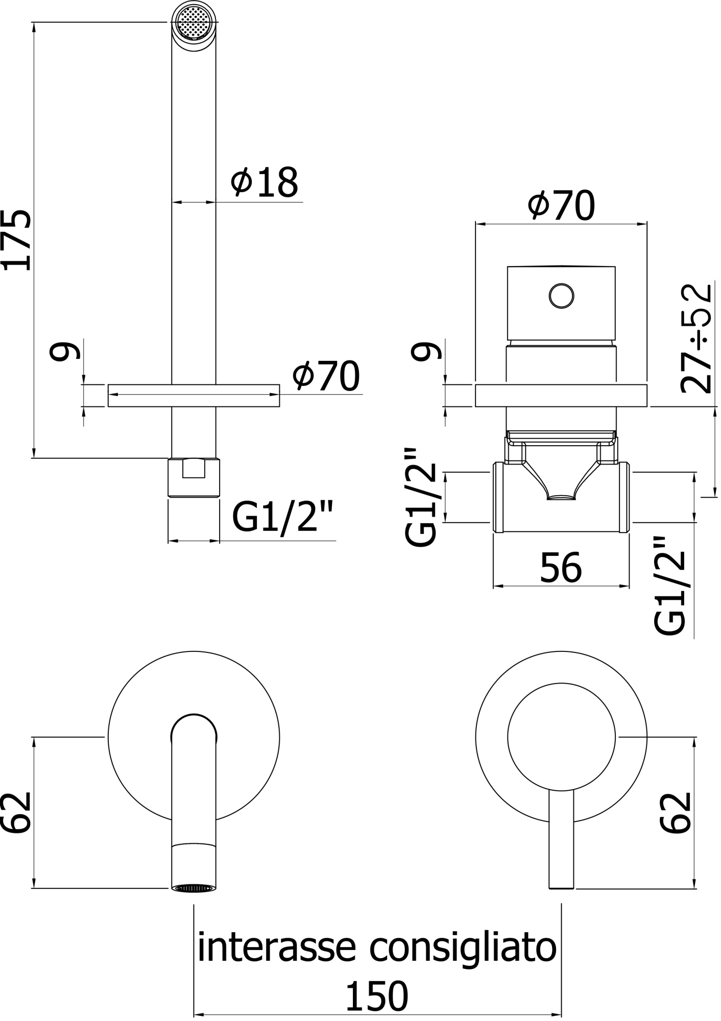 Смеситель для раковины Paffoni Light LIG006CR70 