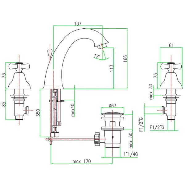 Смеситель для раковины Webert Armony AM750101060 медь