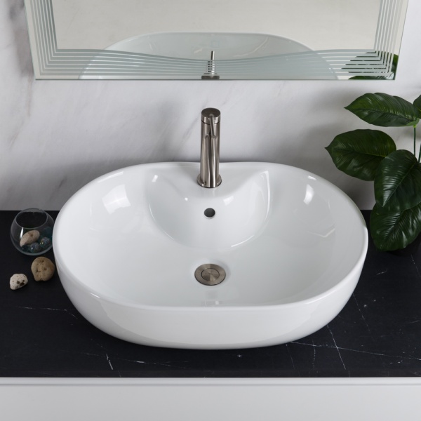 Раковина накладная овальная BelBagno  BB1151 фаянс цвет белый