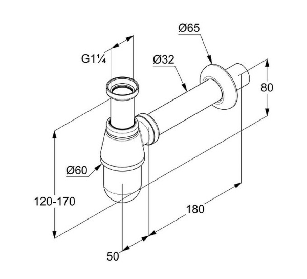 Сифон для раковины KLUDI 1010505-00 латунь хром