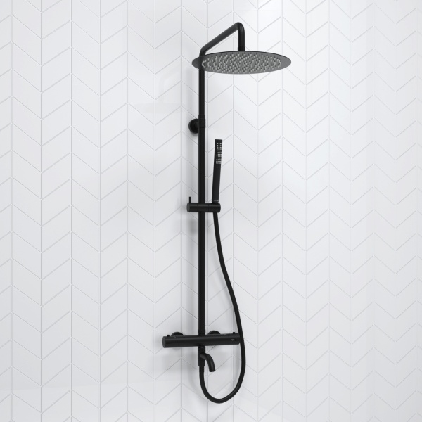 Душевая система со смесителем Wasserkraft  A288.160.217.BM Thermo монтаж настенная с термостатом черный