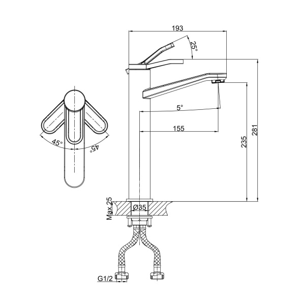 Смеситель для раковины D&amp;K Venice.Rialto DA1062041 хром