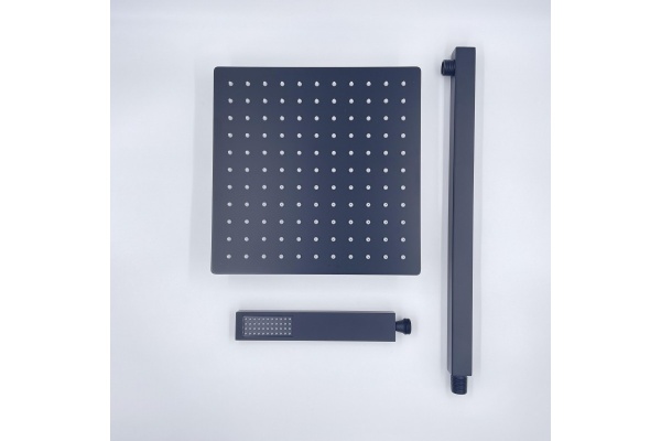 Душевая система со смесителем ALMAes Tiber TVZ-8805 монтаж встраиваемая в стену с термостатом черный матовый