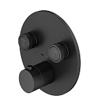 Смеситель для душа на 2 выхода Plumberia Selection PSBOX PSB1902NO встраиваемый в стену 
с термостатом черный матовый