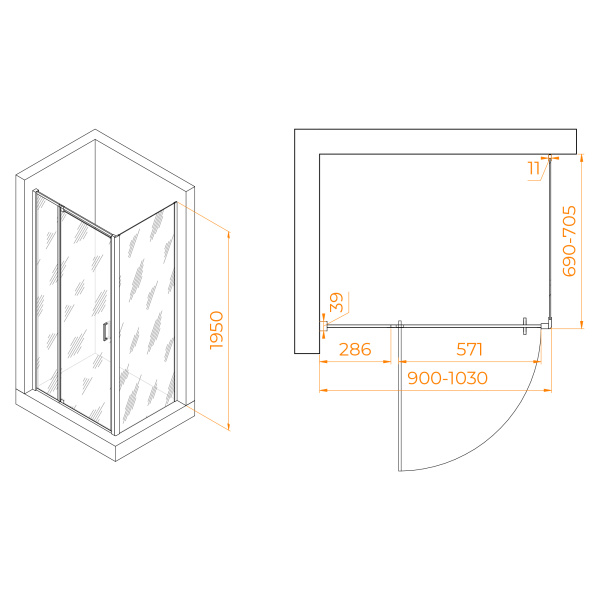 Душевой угол RGW Passage PA-078 350807897-11 прямоугольный 90x70 стекла прозрачные, профиль хром