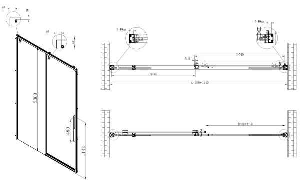 Душевая дверь Vincea Ultima VDS-7UL140CL 140 см стекла прозрачные, профиль хром
