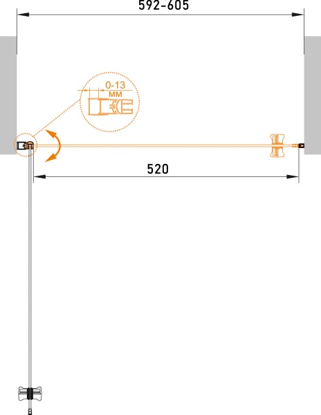Душевая дверь Cezares Eco ECO-O-B-1-60-C-NERO 60 см стекла прозрачные, профиль черный