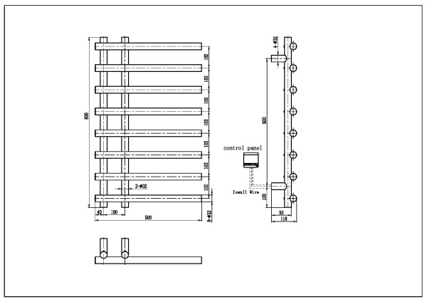 Полотенцесушитель электрический Boheme Uno П8  50x80 722-GM вороненая сталь матовая