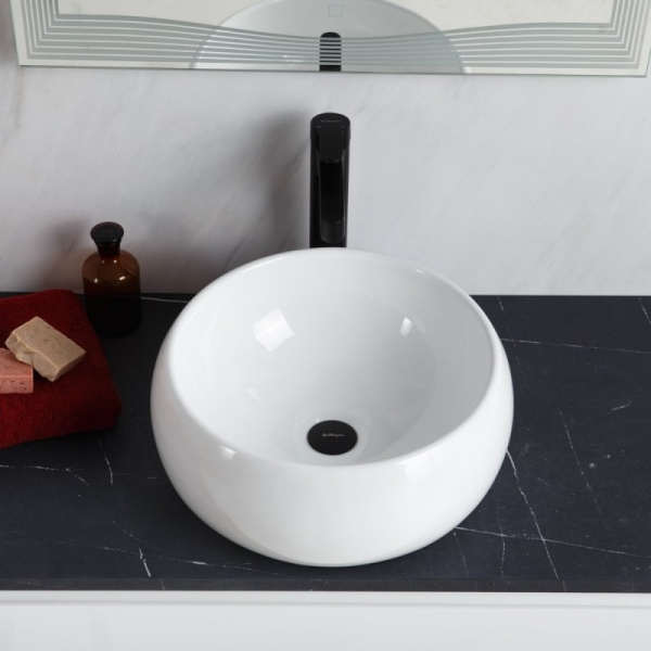 Раковина накладная круглая BelBagno  BB1065 фаянс цвет белый