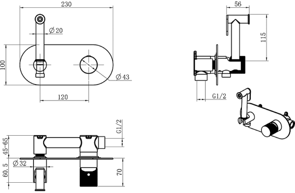 Смеситель для биде Boheme Stick 127-WCR.2 латунь 
