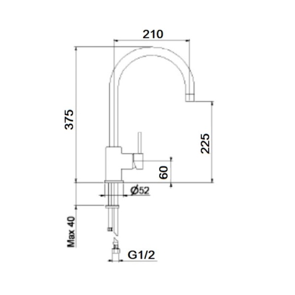 Смеситель для кухни Webert Baltimora BA920302560 без подключения к фильтру черный
