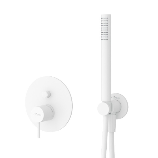 Душевая система со смесителем Cezares Leaf LEAF-DSIP-30-L-BIO монтаж встраиваемая  в стену без термостата белый матовый