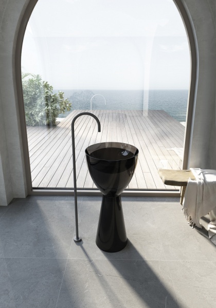 Раковина  круглая Abber Kristall AT2703Onyx полиэфирная смола цвет черный