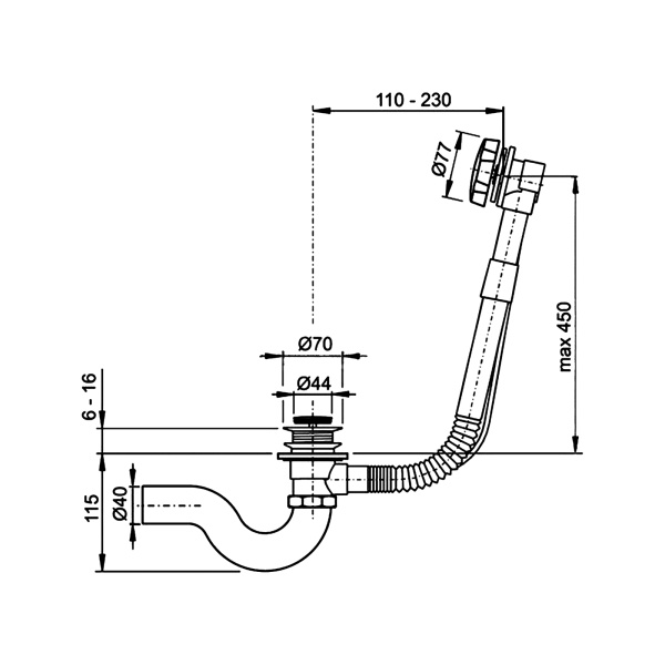Слив-перелив TIMO 8003/00 полуавтомат, хром