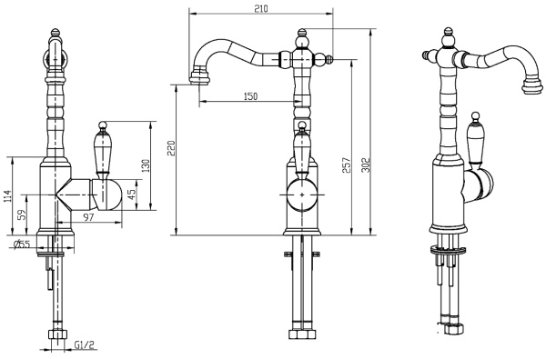 Смеситель для раковины Boheme Crystal 302-CRST бронза