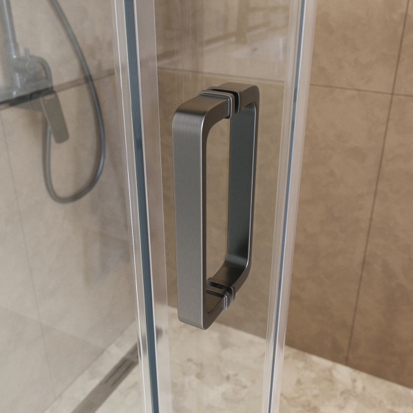 Душевая дверь BelBagno Soft Close-2 SOFT_CLOSE-2-BF-1-130-C-GM 130 см стекла прозрачные, профиль оружейная сталь