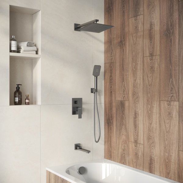 Душевая система со смесителем Grossman Style 501.K35.05.420 монтаж встраиваемая  в стену без термостата графит