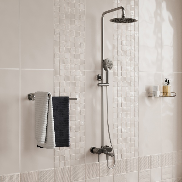 Душевая система со смесителем Wasserkraft  A14201 монтаж настенная без термостата никель