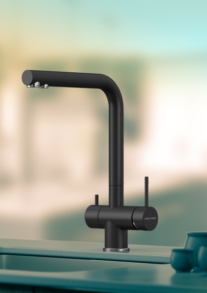 Смеситель для кухни Paulmark Skalen Sk213020-418 с подключением к фильтру чёрный металлик