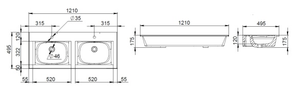 Раковина  прямоугольная Am.Pm Spirit V2.0 M70AWCD1202WG фарфор цвет белый глянцевый