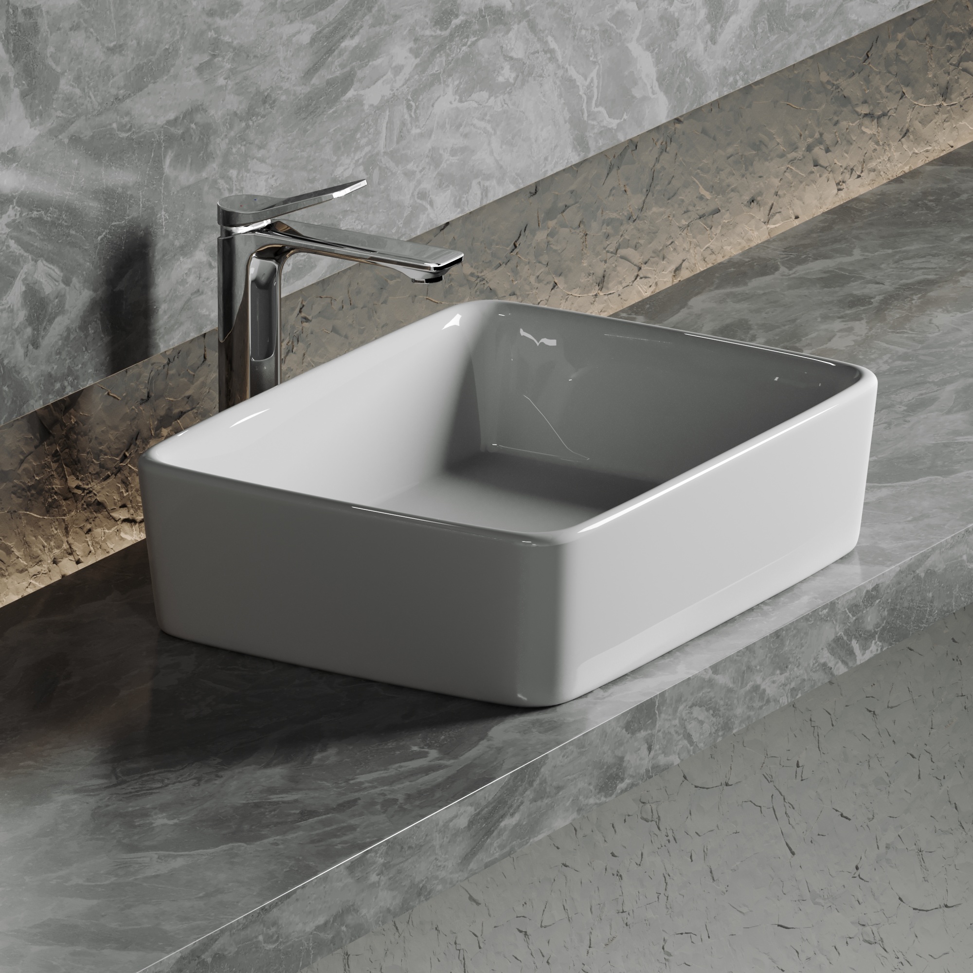 Раковина накладная прямоугольная Ceramica Nova Element CN6037 фарфор цвет белый