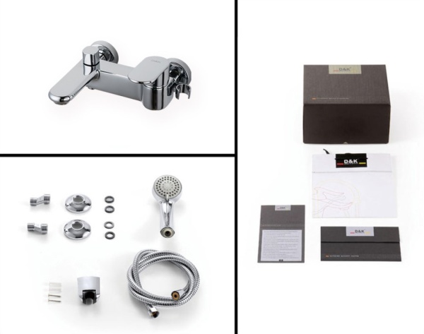 Смеситель для ванны или душа D&K Rhein DA1313201 настенный 
без термостата хром