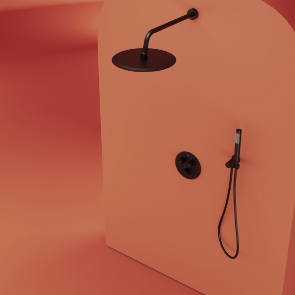 Душевая система со смесителем Sancos Link SC3005MB монтаж встраиваемый в стену с термостатом черный