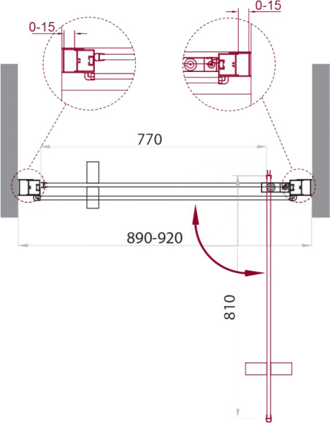 Душевая дверь BelBagno Marmi MARMI-B-1-90-C-NERO 90 см стекла прозрачные, профиль черный