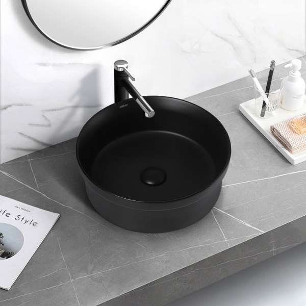 Раковина  круглая Abber Bequem AC2103MB керамика цвет черный матовый