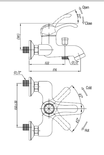 Смеситель для ванны или душа Cezares LIRA-M LIRA-M-VDM1-02 настенный 
без термостата бронза
