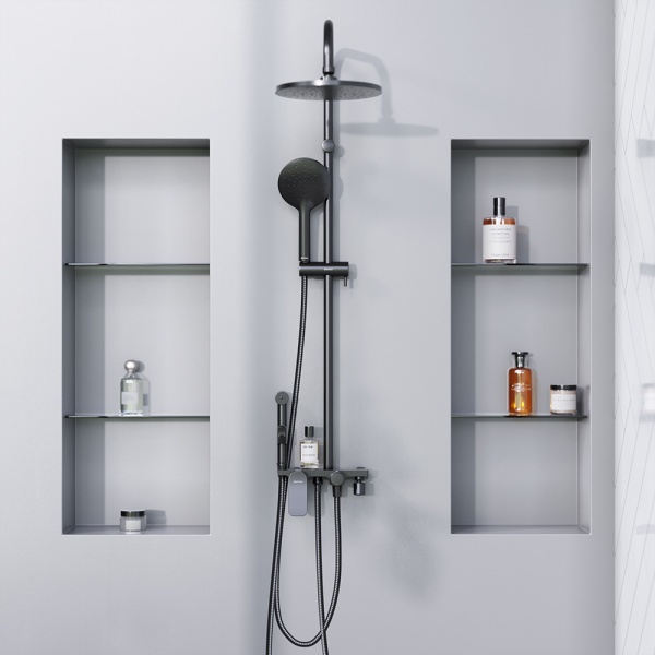 Душевая система со смесителем Damixa Jupiter 977770300 монтаж настенная без термостата черный