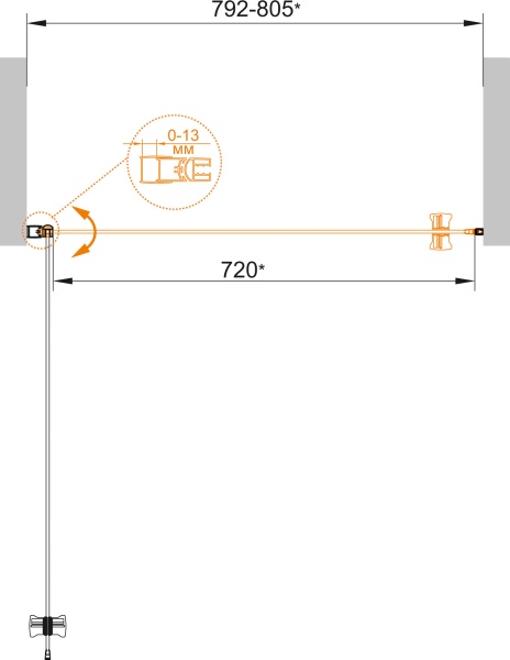 Душевая дверь Cezares Eco ECO-O-B-1-80-C-Cr 80 см стекла прозрачные, профиль хром