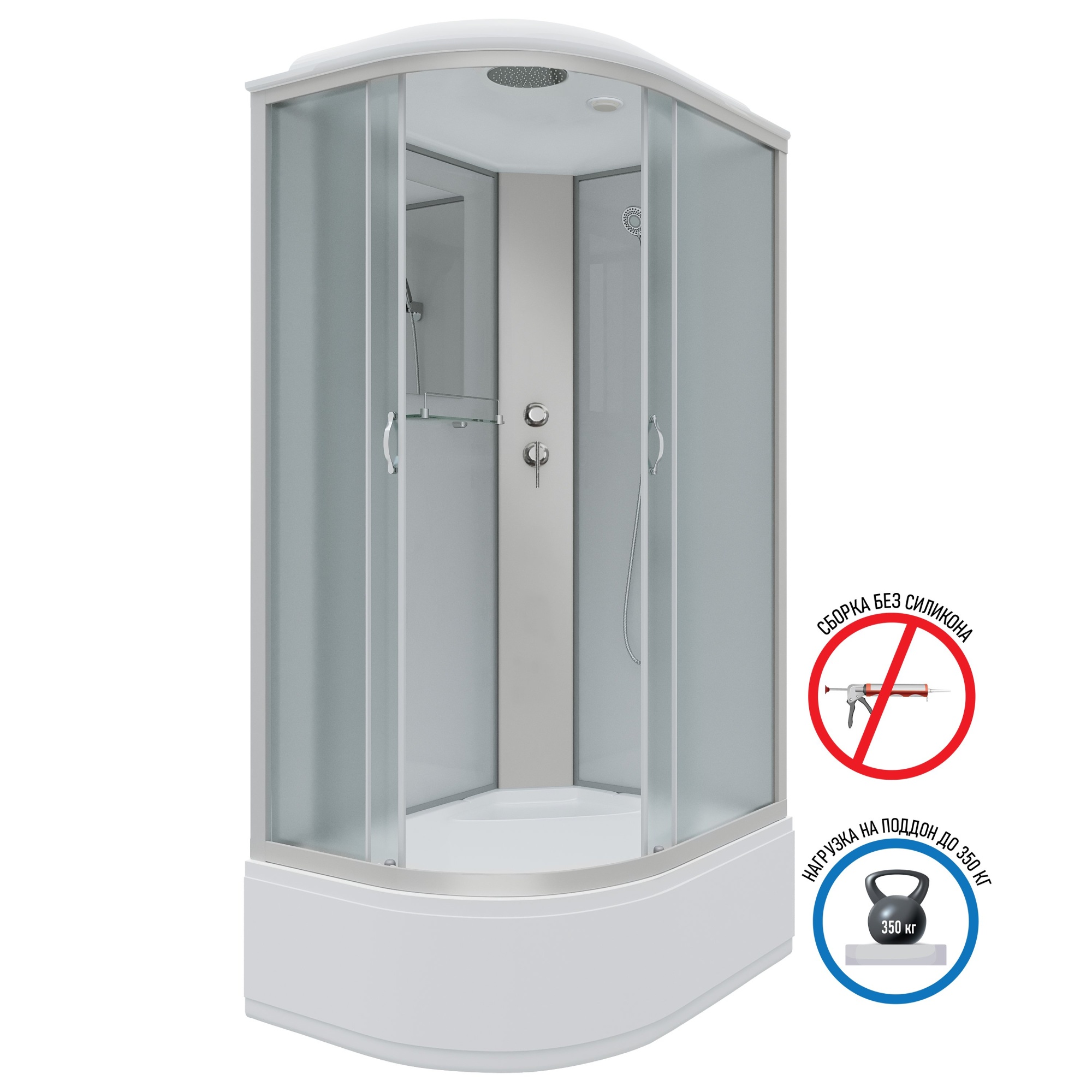 Душевая кабина с крышей Niagara Classic NG-2310-14R асимметричная  120x80 стекла матовые, профиль матовый хром