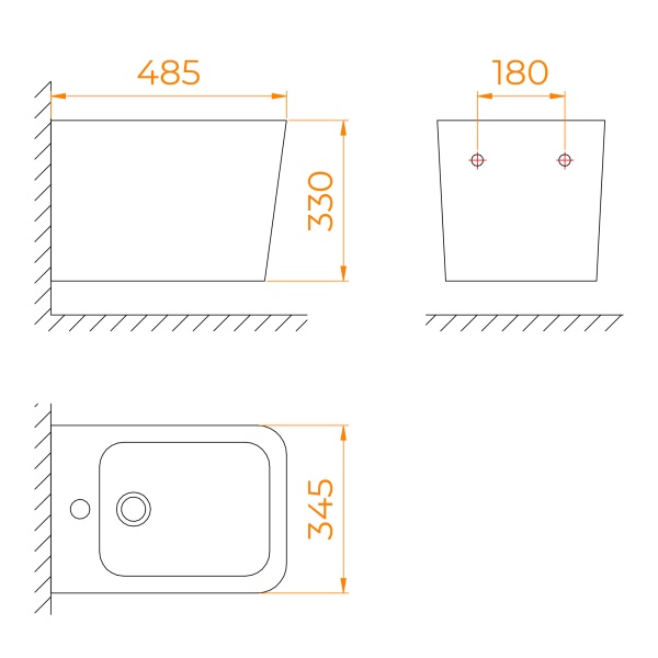 Биде подвесной RGW  65430281-01 фаянс, цвет белый