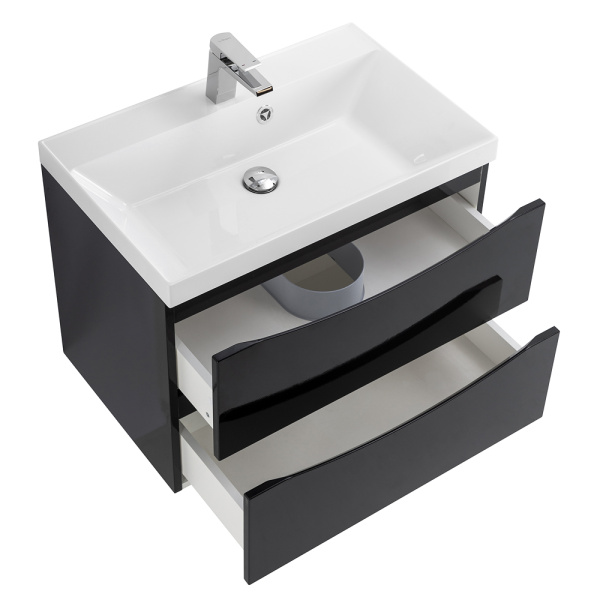 Тумба под раковину подвесная BelBagno Marino MARINO-700-2C-SO-NL-P 70 см  2 ящика цвет Nero Lucido 
