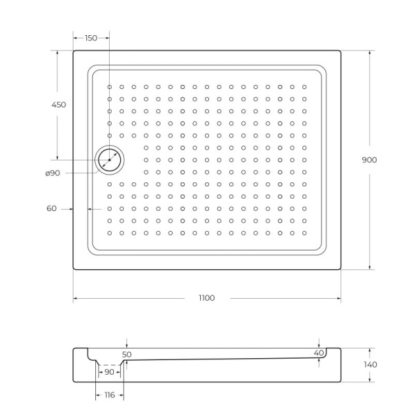 Душевой поддон низкий Cezares Tray TRAY-A-AH-110/90-15-W прямоугольный акрил 110x90 белый