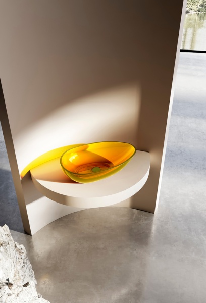 Раковина накладная овальная Abber Kristall AT2811Amber полиэфирная смола цвет желтый