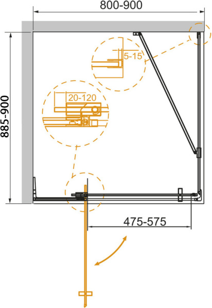 Душевой угол Cezares Slider SLIDER-AH-1-80/90-90-C-Cr квадратная   стекла прозрачные, профиль хром