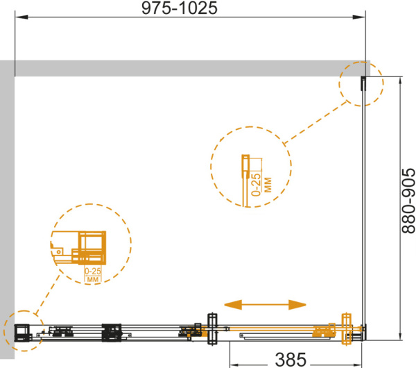 Душевой угол Cezares Duet Soft DUET SOFT-AH-1-100/90-C-Cr-L прямоугольная  стекла прозрачные, профиль хром