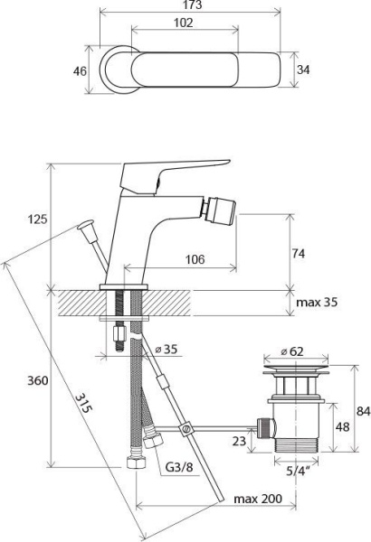 Смеситель для биде Ravak Classic X070082 латунь хром