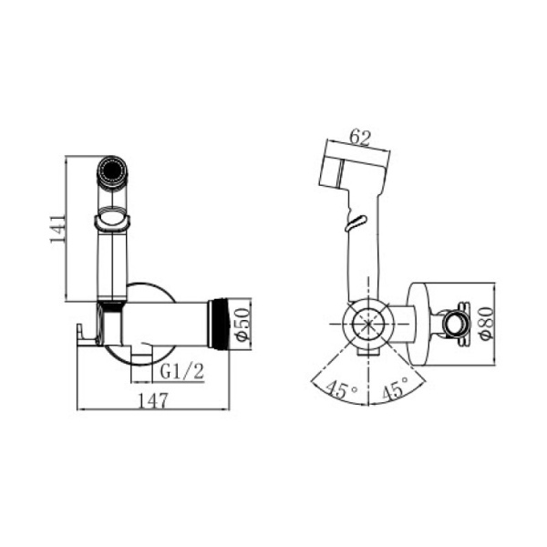 Гигиенический душ D&amp;K Bayern.Alfeld DA1484541 встраиваемый в стену хром