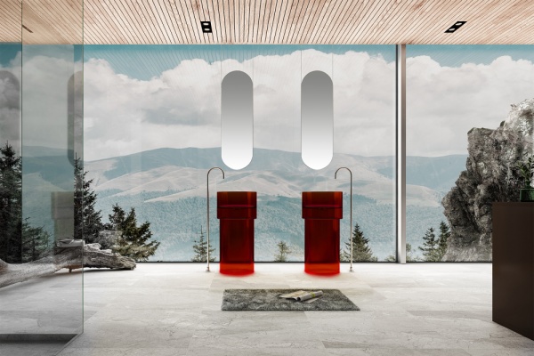 Раковина  круглая Abber Kristall AT2701Rubin-H полиэфирная смола цвет красный