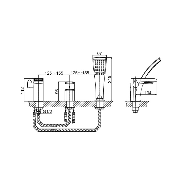 Смеситель для ванны D&K Berlin DA1434201 на борт ванны 
без термостата хром