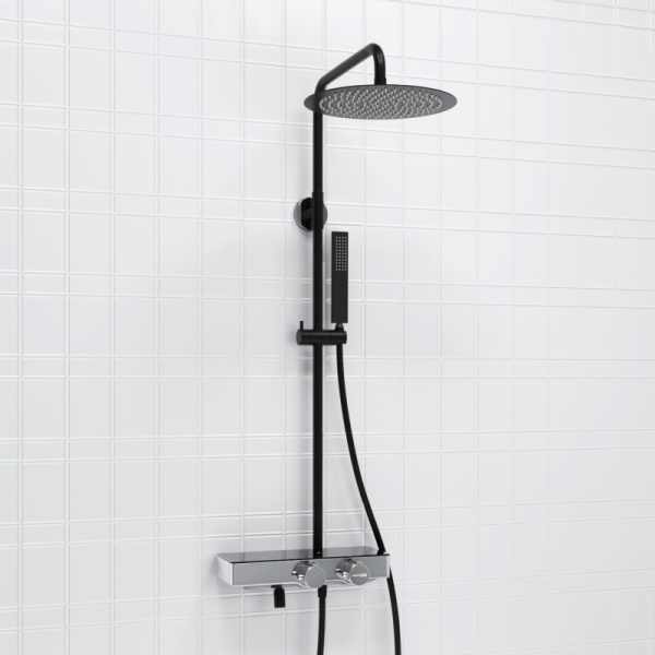 Душевая система со смесителем Wasserkraft  A114.160.218.CB Thermo монтаж настенная с термостатом черный