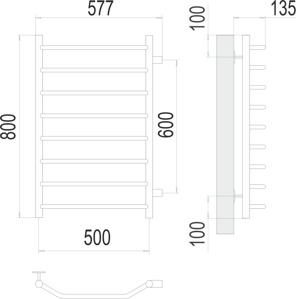 Полотенцесушитель водяной Terminus Виктория П8  50x80 4670078530127 хром