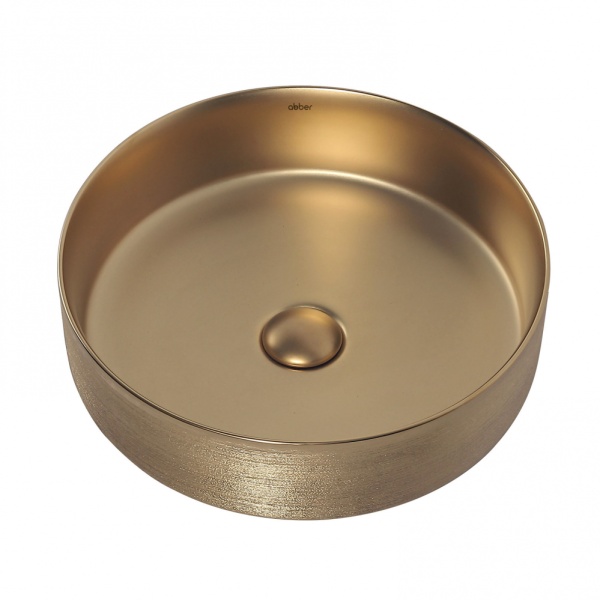 Раковина  круглая Abber Bequem AC2109BGM фаянс цвет золото матовое