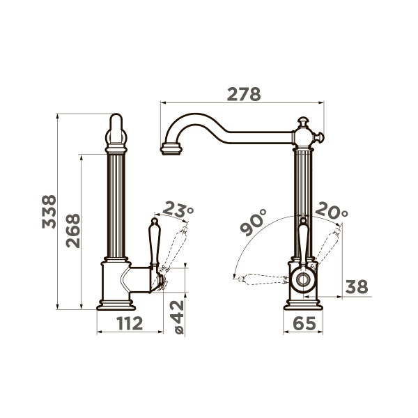 Смеситель для кухни Omoikiri Toshima 4994326 с подключением к фильтру античное серебро