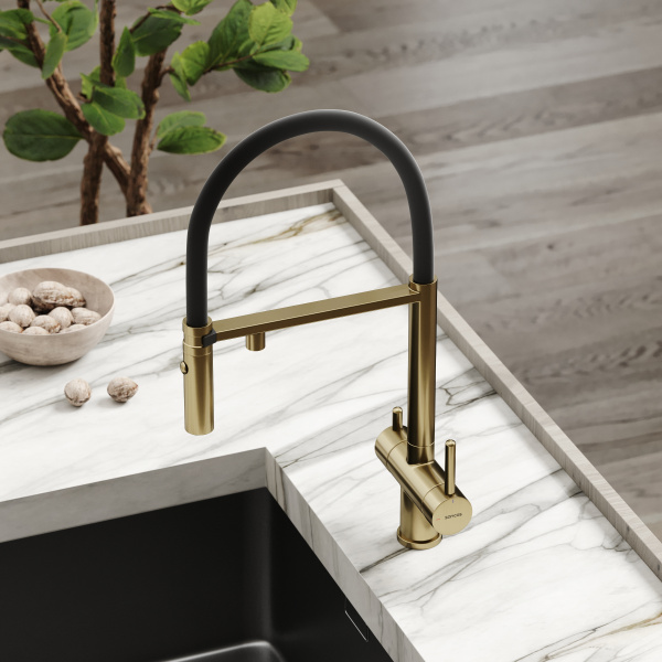 Смеситель для кухни Sancos Imola SC4010BGbh с подключением к фильтру брашированное золото