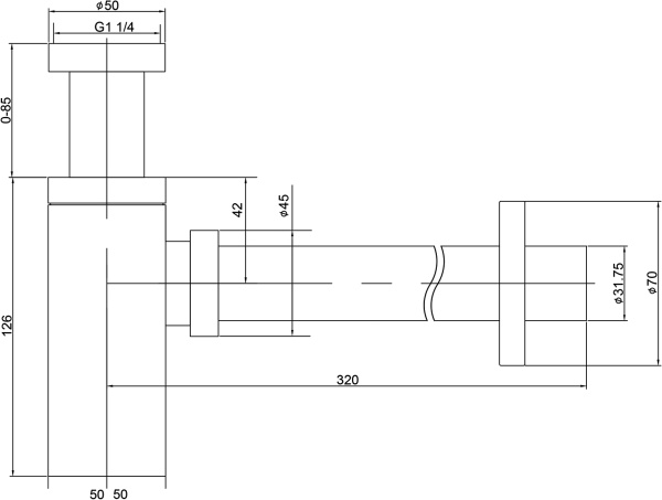 Сифон для раковины TIMO 958/03L латунь черный матовый