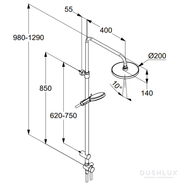 Душевая система без смесителя Kludi Dive 6908005-00 монтаж настенная  хром